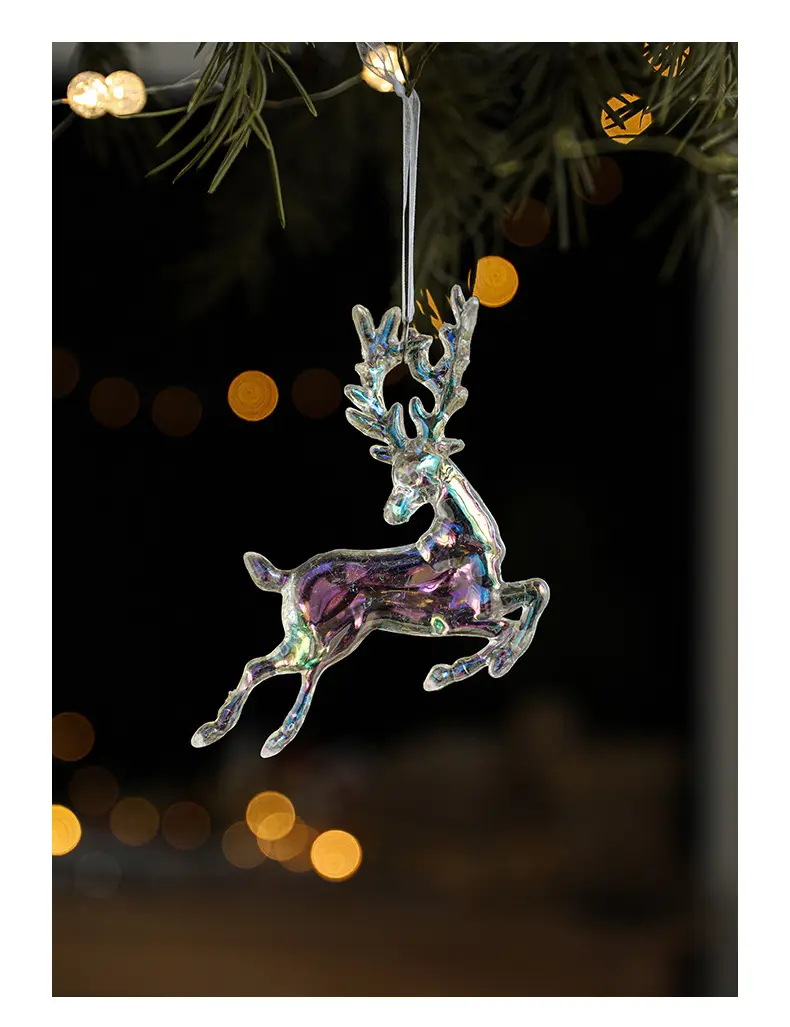 Transparent Christmas Deer Pendant with Holographic Sparkle — feature 7
