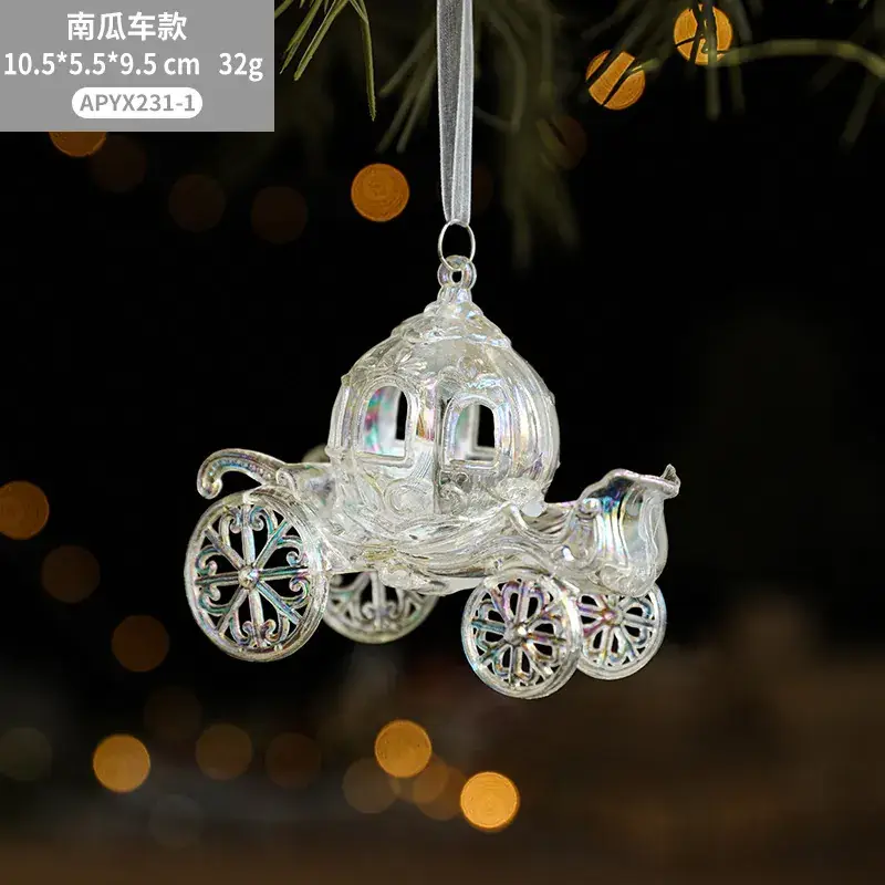 Transparent Christmas Deer Pendant with Holographic Sparkle - Image 2