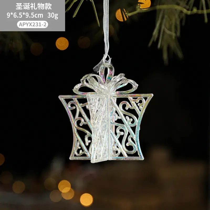 Transparent Christmas Deer Pendant with Holographic Sparkle - Image 3