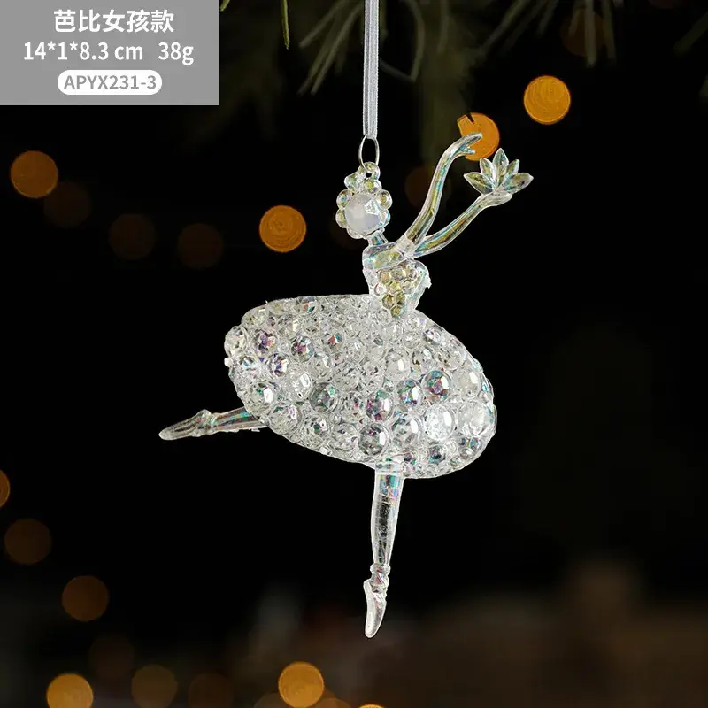Transparent Christmas Deer Pendant with Holographic Sparkle - Image 4