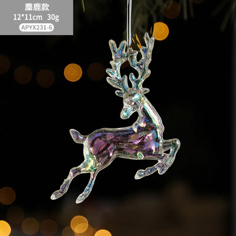 Transparent Christmas Deer Pendant with Holographic Sparkle - Image 6