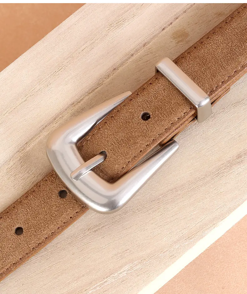 Black Cow Velvet Belt with Silver Buckle for Women — feature 15