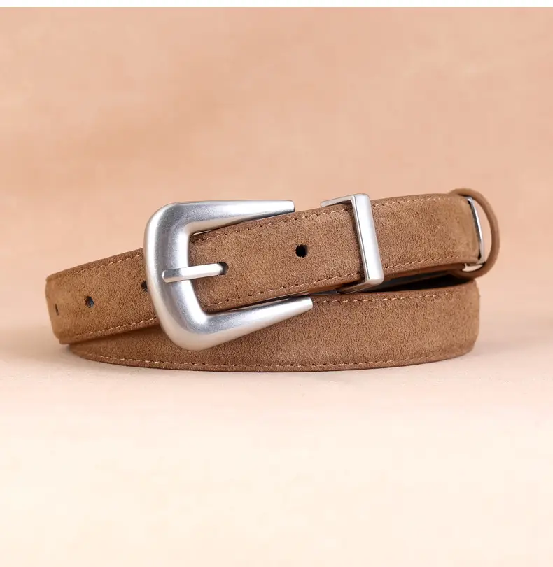 Black Cow Velvet Belt with Silver Buckle for Women — feature 17