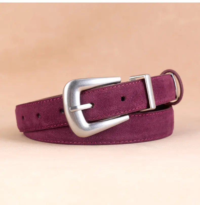 Black Cow Velvet Belt with Silver Buckle for Women — feature 18