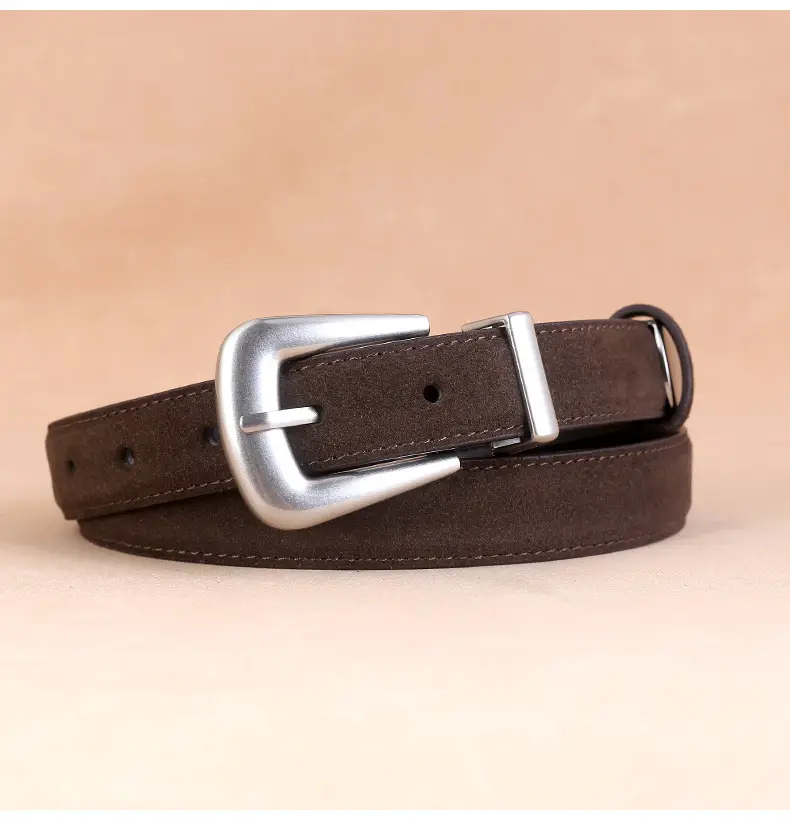 Black Cow Velvet Belt with Silver Buckle for Women — feature 19