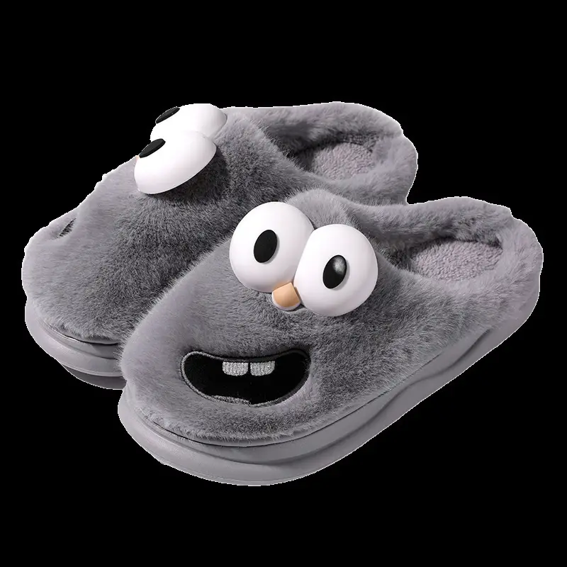 Cute Big Eyes Dog Cotton Slippers Women Autumn Winter 2024 - Image 3