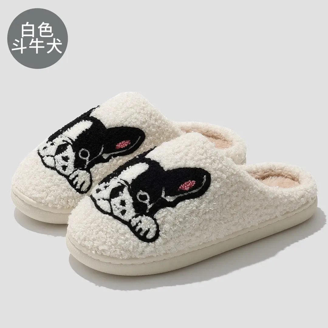 Cartoon ghost cotton slippers winter home plush soft bottom cotton slippers women warm non-slip indoor wool slippers men wholesale