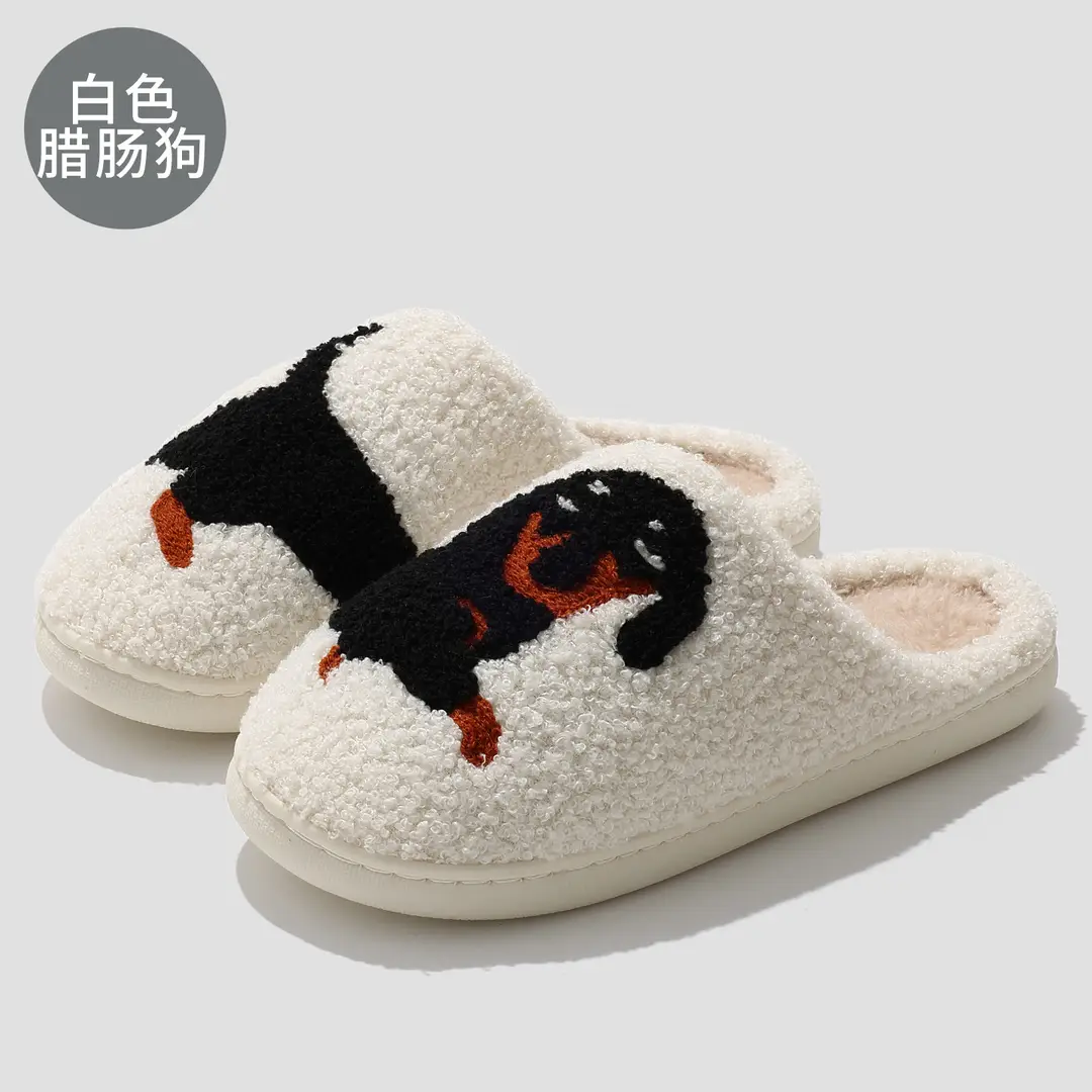 Cartoon ghost cotton slippers winter home plush soft bottom cotton slippers women warm non-slip indoor wool slippers men wholesale