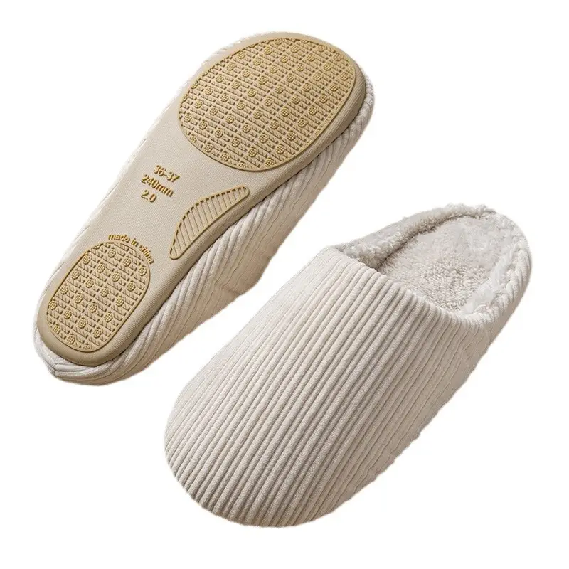 Japanese-style Mute Slippers Women's Winter Home Non-slip Soft Bottom Four Seasons Wooden Floor Household Indoor Silent Cotton Slippers for Men