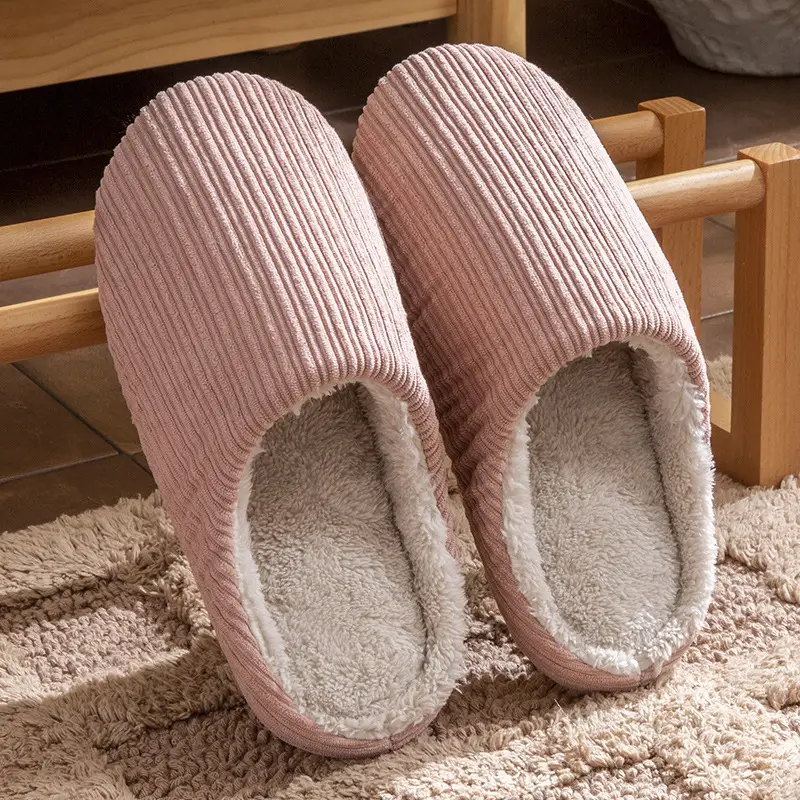 Japanese-style Mute Slippers Women's Winter Home Non-slip Soft Bottom Four Seasons Wooden Floor Household Indoor Silent Cotton Slippers for Men