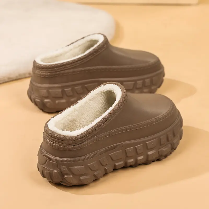 Autumn and Winter Cotton Shoes Women's Tire Bottom All-match Height-increasing Thick Bottom Cotton Slippers Couple's fleece-lined Dirt-resistant Non-slip Mao Mao Shoes for Men - Image 5