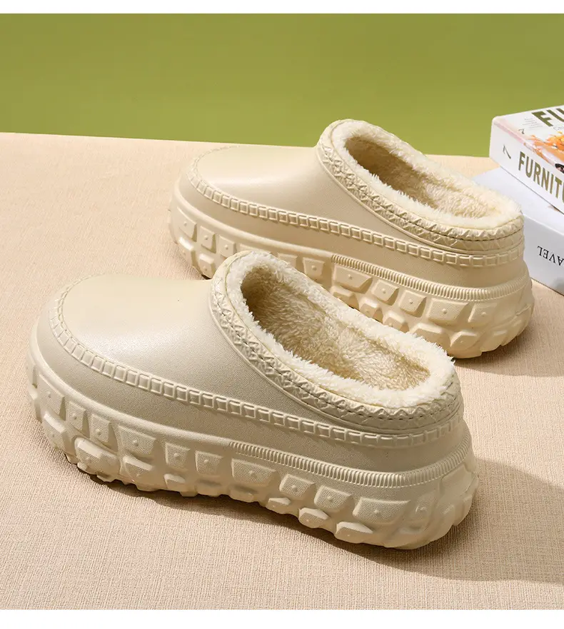 Autumn and Winter Cotton Shoes Women's Tire Bottom All-match Height-increasing Thick Bottom Cotton Slippers Couple's fleece-lined Dirt-resistant Non-slip Mao Mao Shoes for Men — feature 10