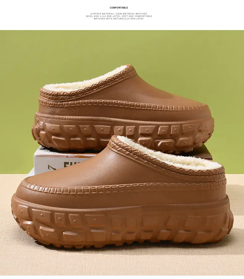 Autumn and Winter Cotton Shoes Women's Tire Bottom All-match Height-increasing Thick Bottom Cotton Slippers Couple's fleece-lined Dirt-resistant Non-slip Mao Mao Shoes for Men — feature 13