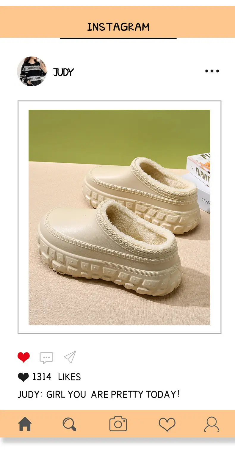 Autumn and Winter Cotton Shoes Women's Tire Bottom All-match Height-increasing Thick Bottom Cotton Slippers Couple's fleece-lined Dirt-resistant Non-slip Mao Mao Shoes for Men — feature 3