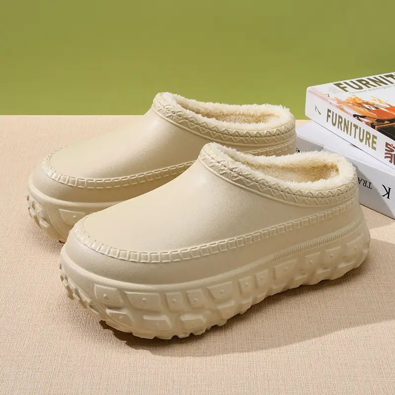 Autumn and Winter Cotton Shoes Women's Tire Bottom All-match Height-increasing Thick Bottom Cotton Slippers Couple's fleece-lined Dirt-resistant Non-slip Mao Mao Shoes for Men - Image 2