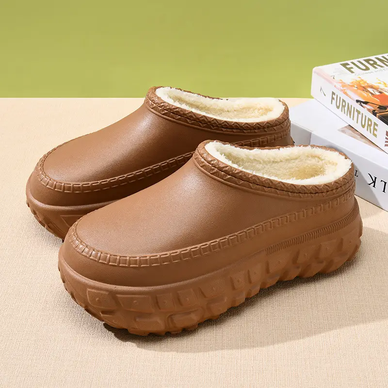 Autumn and Winter Cotton Shoes Women's Tire Bottom All-match Height-increasing Thick Bottom Cotton Slippers Couple's fleece-lined Dirt-resistant Non-slip Mao Mao Shoes for Men - Image 3
