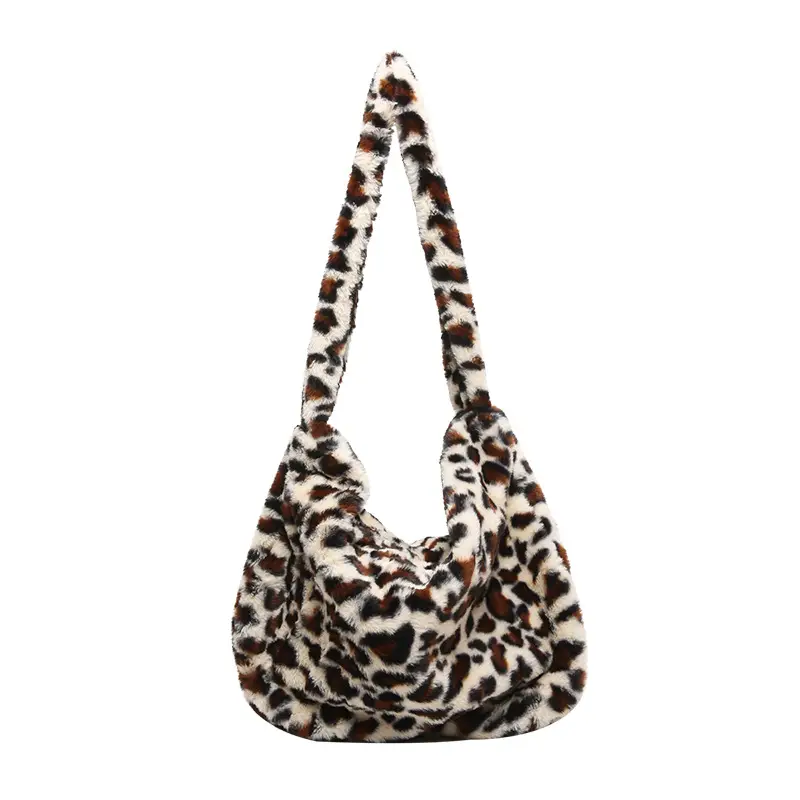 Leopard Print Plush Shoulder Bag Autumn Winter New Korean Style - Image 8