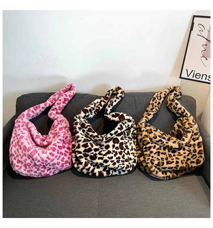 Leopard Print Plush Shoulder Bag Autumn Winter New Korean Style — feature 19