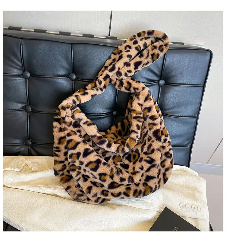 Leopard Print Plush Shoulder Bag Autumn Winter New Korean Style — feature 20