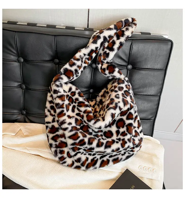 Leopard Print Plush Shoulder Bag Autumn Winter New Korean Style — feature 21