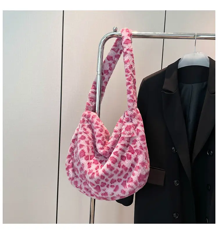 Leopard Print Plush Shoulder Bag Autumn Winter New Korean Style — feature 23