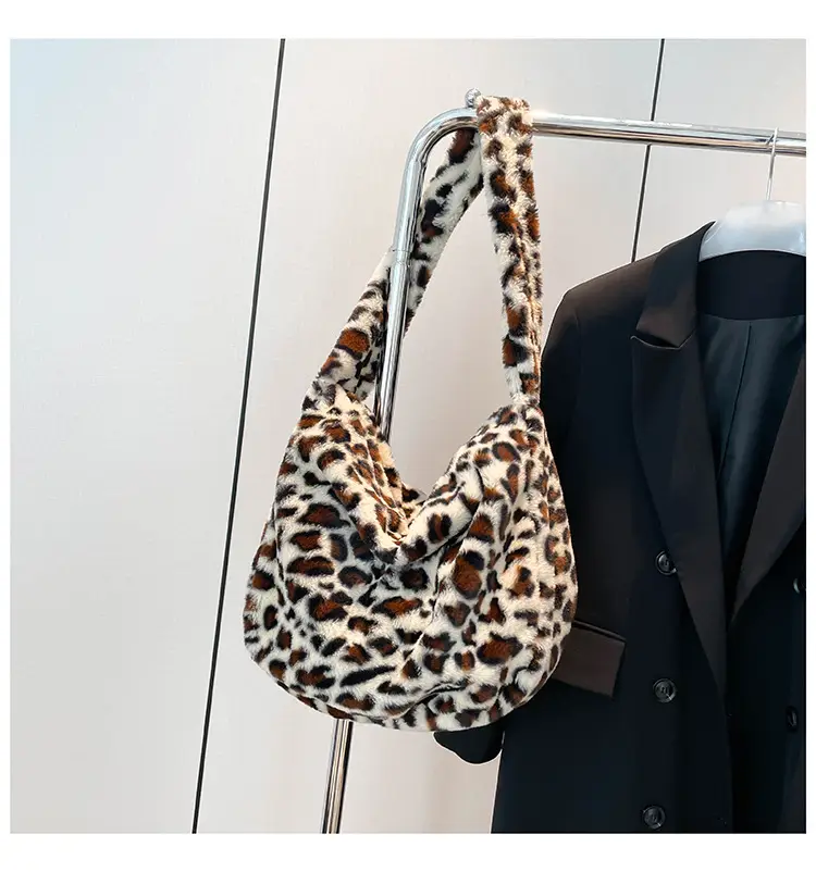 Leopard Print Plush Shoulder Bag Autumn Winter New Korean Style — feature 24