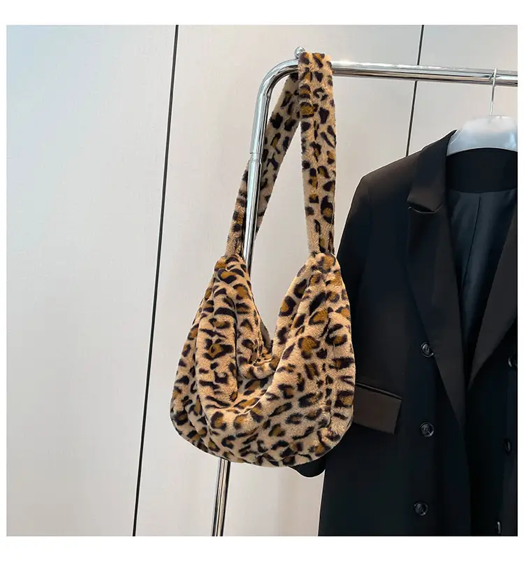 Leopard Print Plush Shoulder Bag Autumn Winter New Korean Style — feature 25