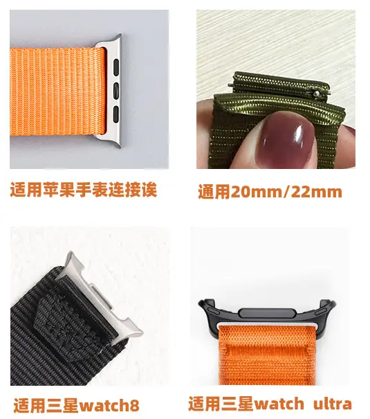 Suitable for Apple iWatch Watch Strap Samsung Universal 20Mm22Mm Nylon Braided Loop Canvas Sports Strap — feature 1