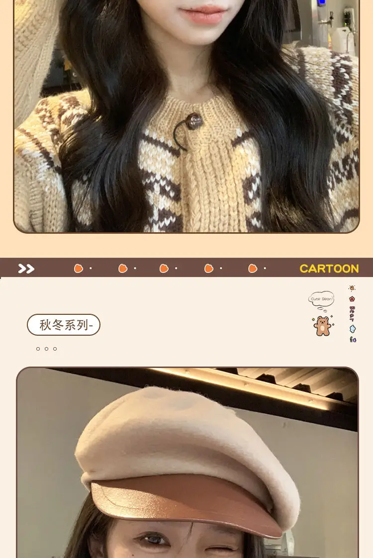 Korean Style Woolen Beret for Girls Winter Cap — feature 5