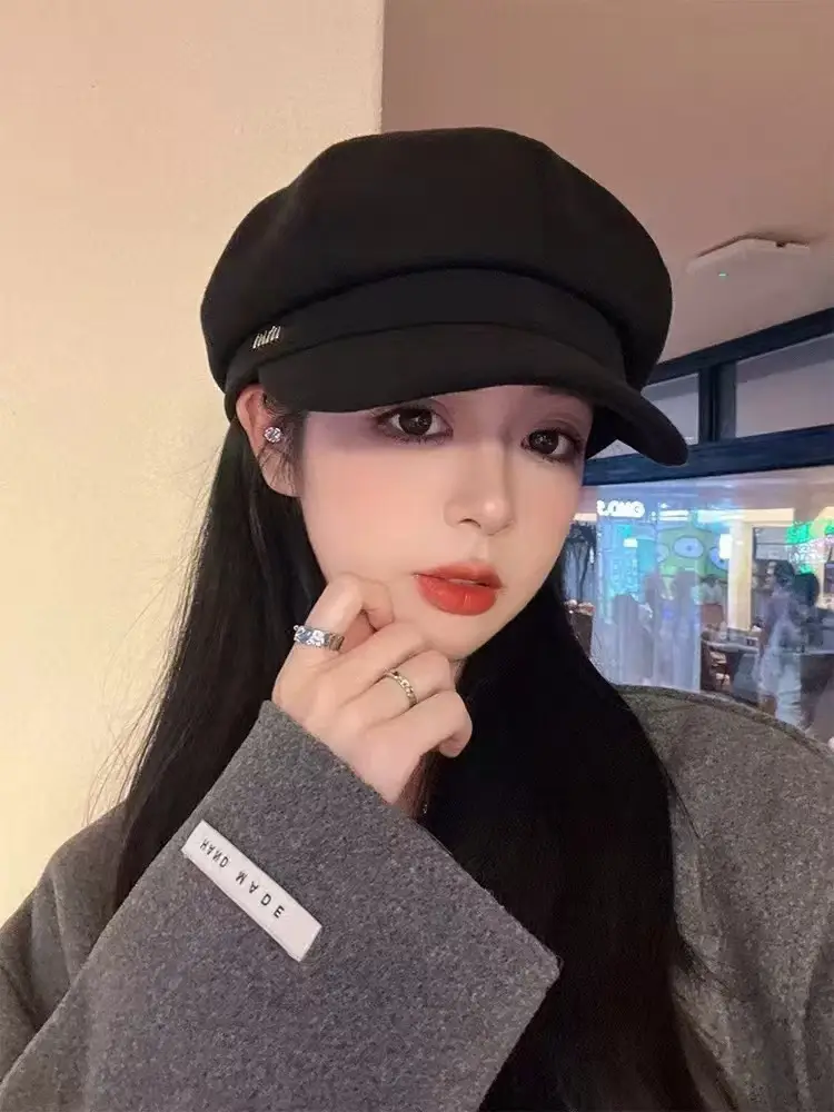 Women's Korean Painter Cap Autumn Winter Face Protector — feature 16