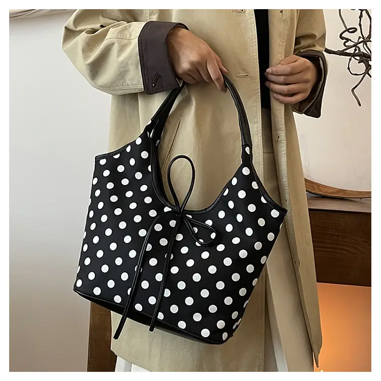 Polka Dot Women's Tote Bag Brown Lightweight Commuting — feature 10