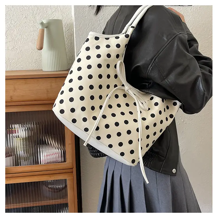 Polka Dot Women's Tote Bag Brown Lightweight Commuting — feature 11