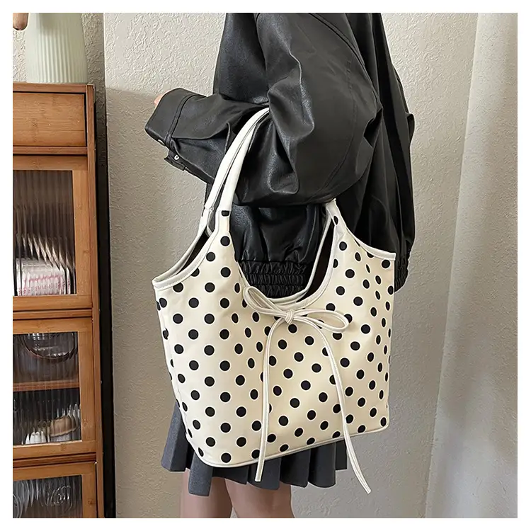 Polka Dot Women's Tote Bag Brown Lightweight Commuting — feature 12