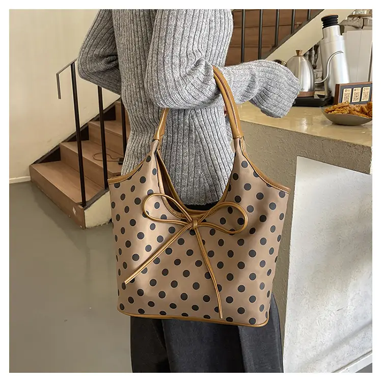 Polka Dot Women's Tote Bag Brown Lightweight Commuting — feature 13