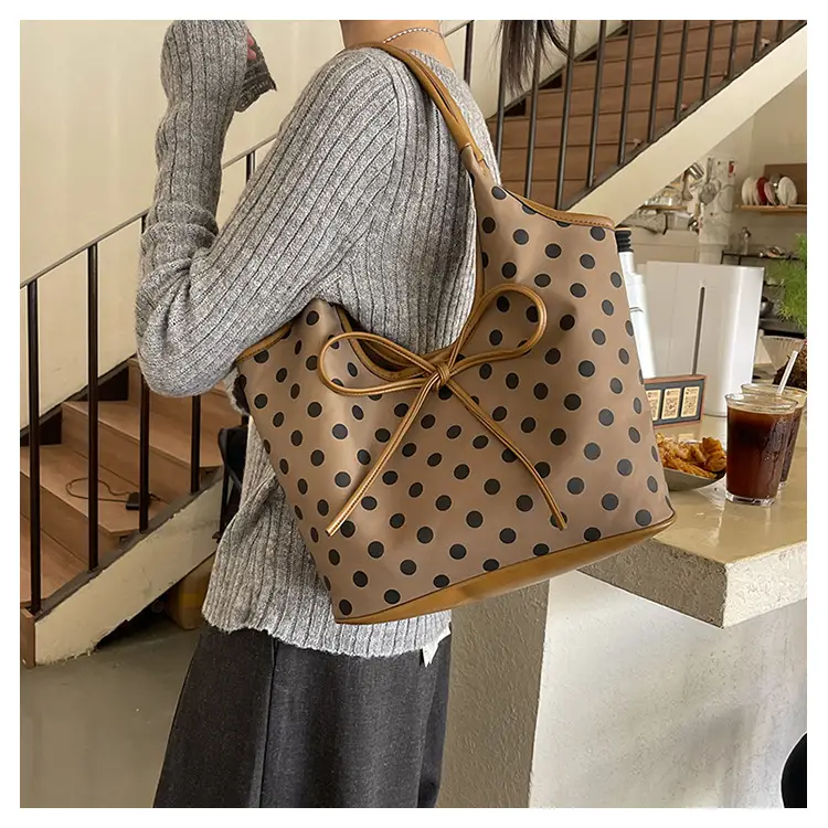 Polka Dot Women's Tote Bag Brown Lightweight Commuting — feature 14