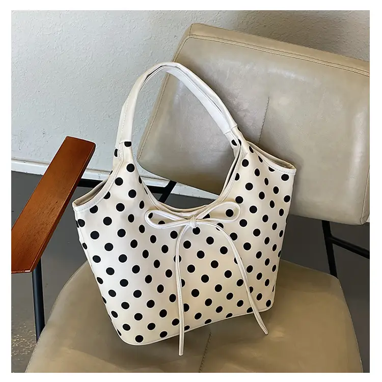 Polka Dot Women's Tote Bag Brown Lightweight Commuting — feature 15