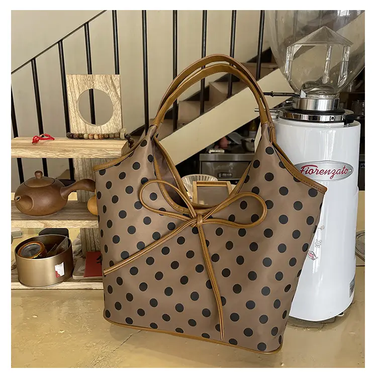 Polka Dot Women's Tote Bag Brown Lightweight Commuting — feature 16