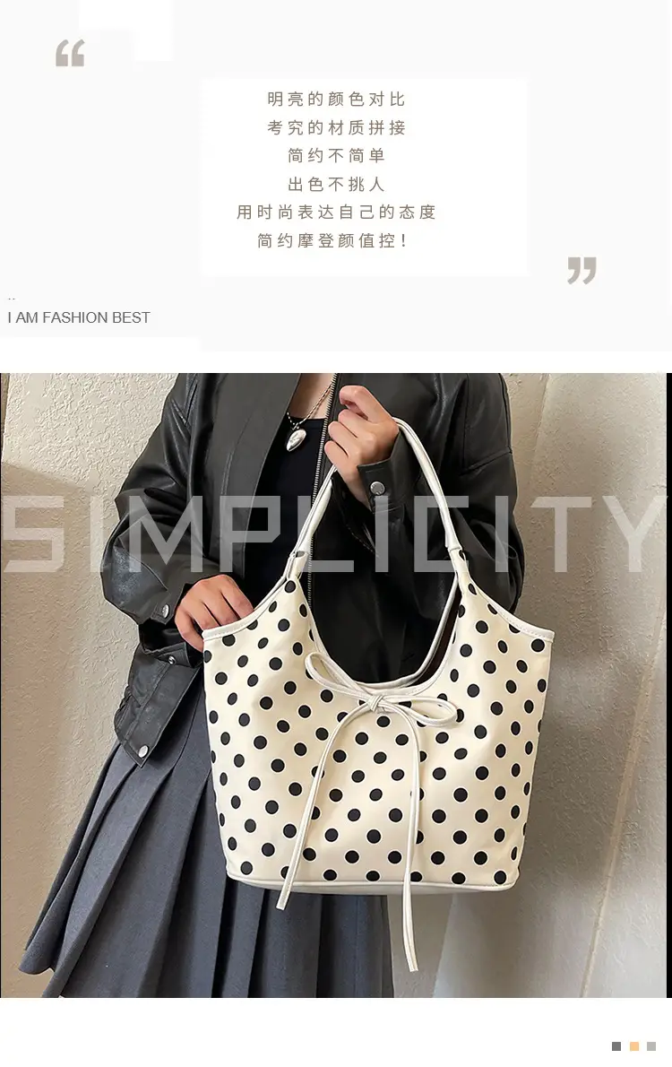 Polka Dot Women's Tote Bag Brown Lightweight Commuting — feature 3