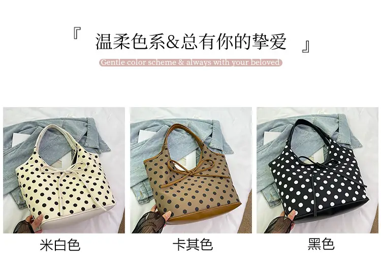 Polka Dot Women's Tote Bag Brown Lightweight Commuting — feature 5