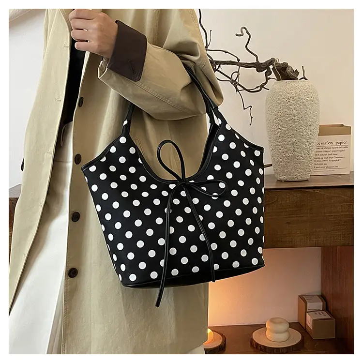Polka Dot Women's Tote Bag Brown Lightweight Commuting — feature 9