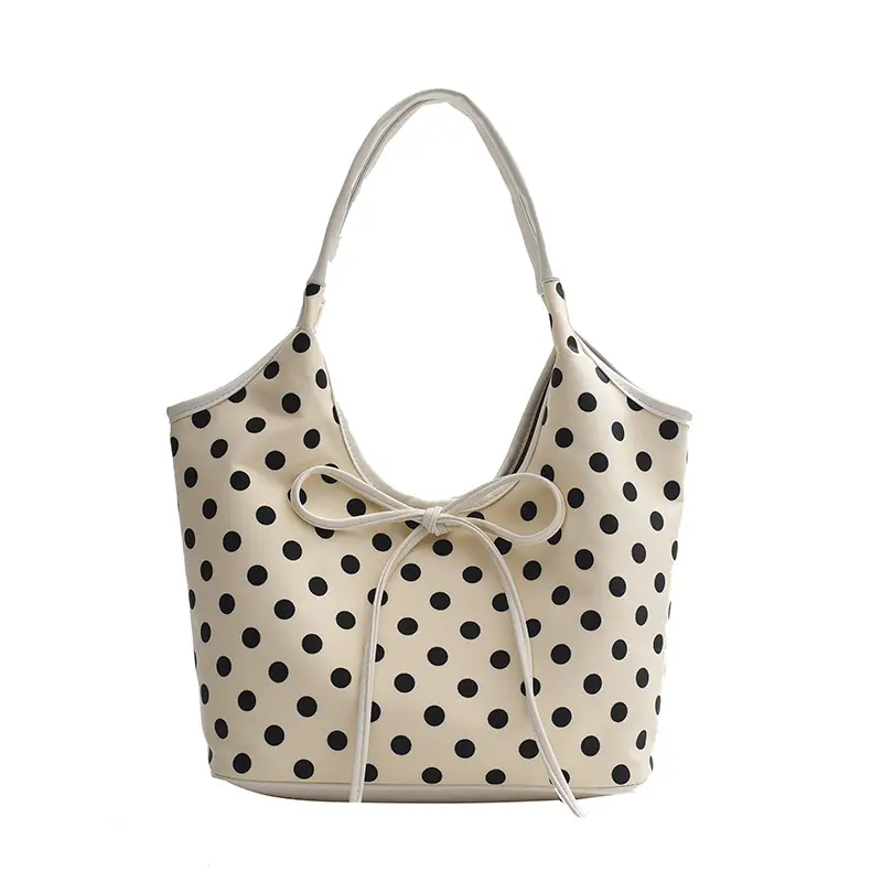 Polka Dot Women's Tote Bag Brown Lightweight Commuting
