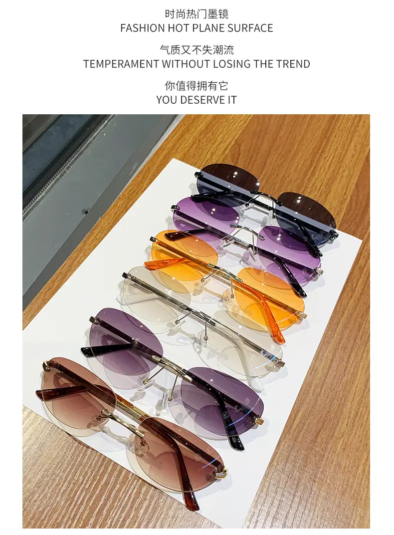 Retro Frameless Oval Sunglasses Y2K Metal Ins β feature 2