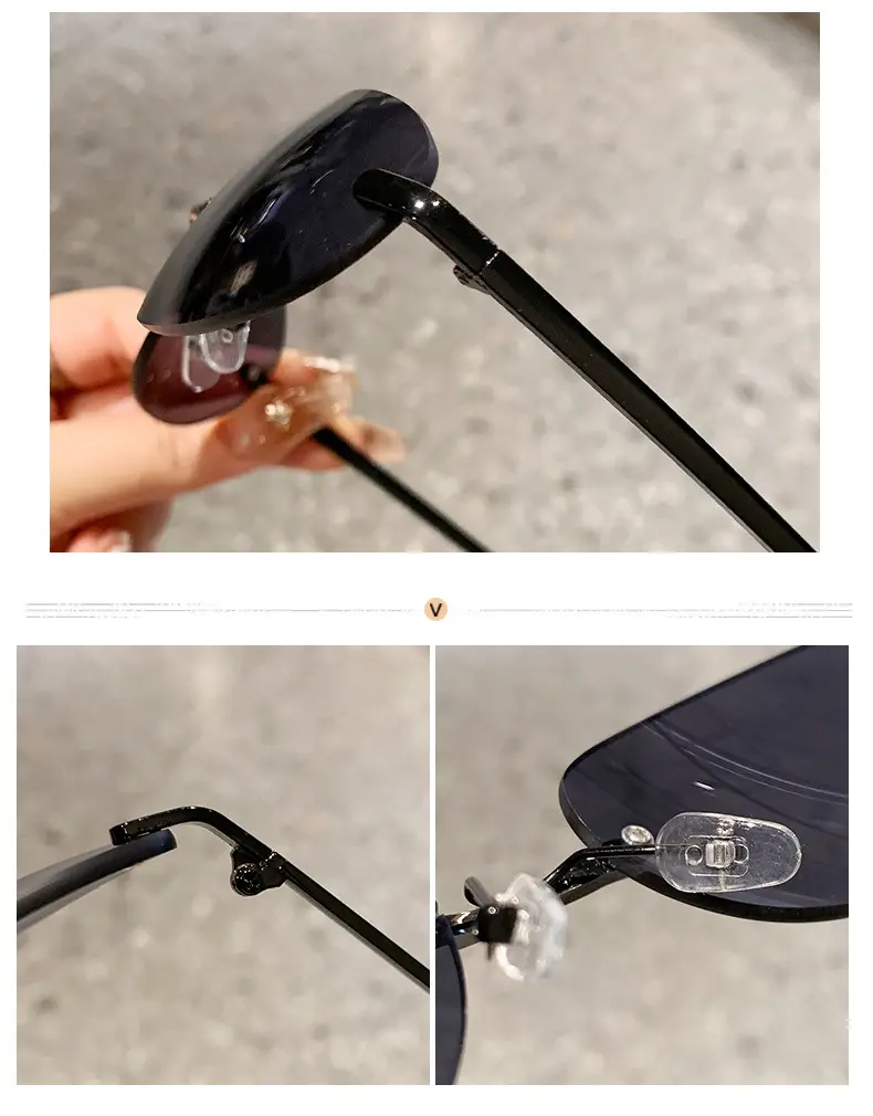 Retro Frameless Oval Sunglasses Y2K Metal Ins β feature 4