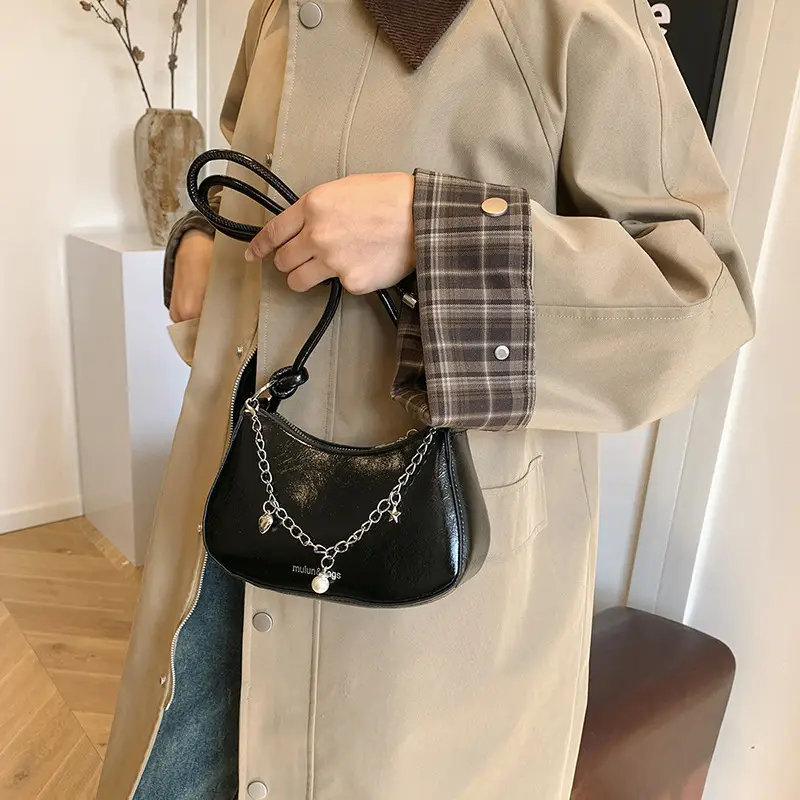 Red Pearl Chain Shoulder Crossbody Bag for Women