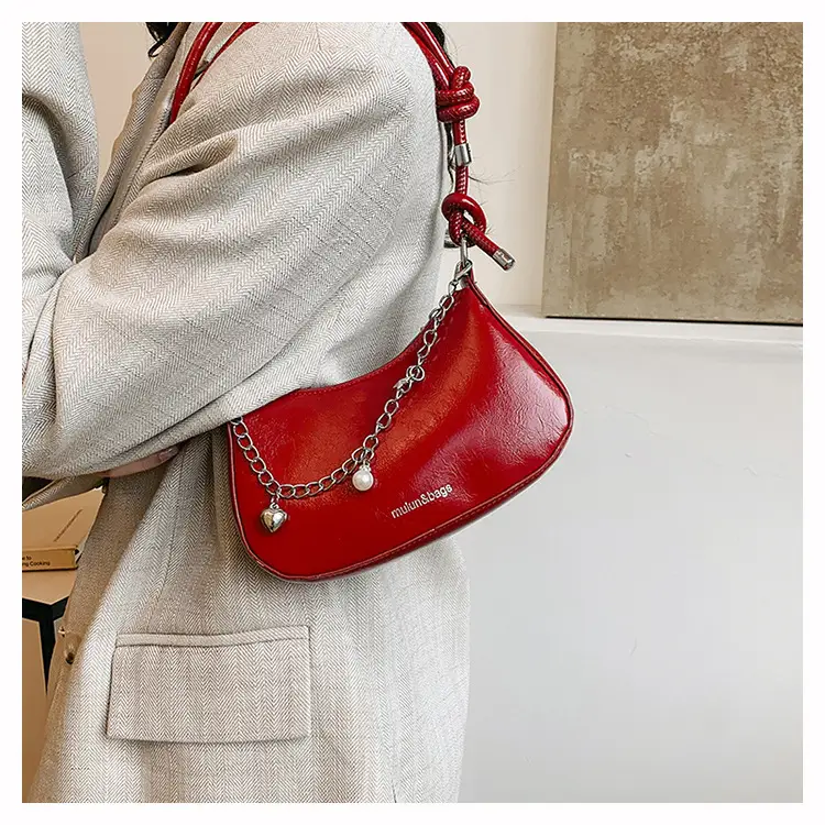 Red Pearl Chain Shoulder Crossbody Bag for Women — feature 11