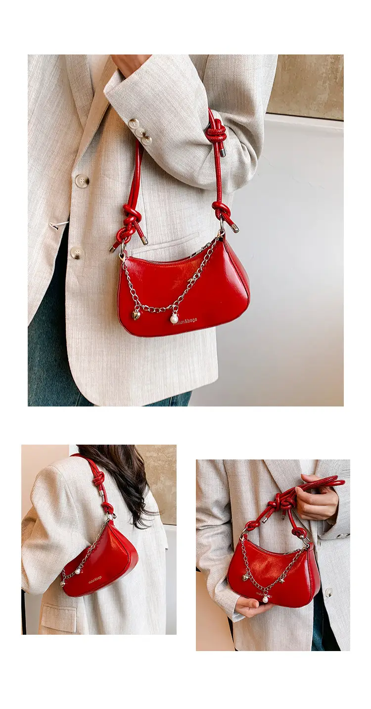Red Pearl Chain Shoulder Crossbody Bag for Women — feature 18