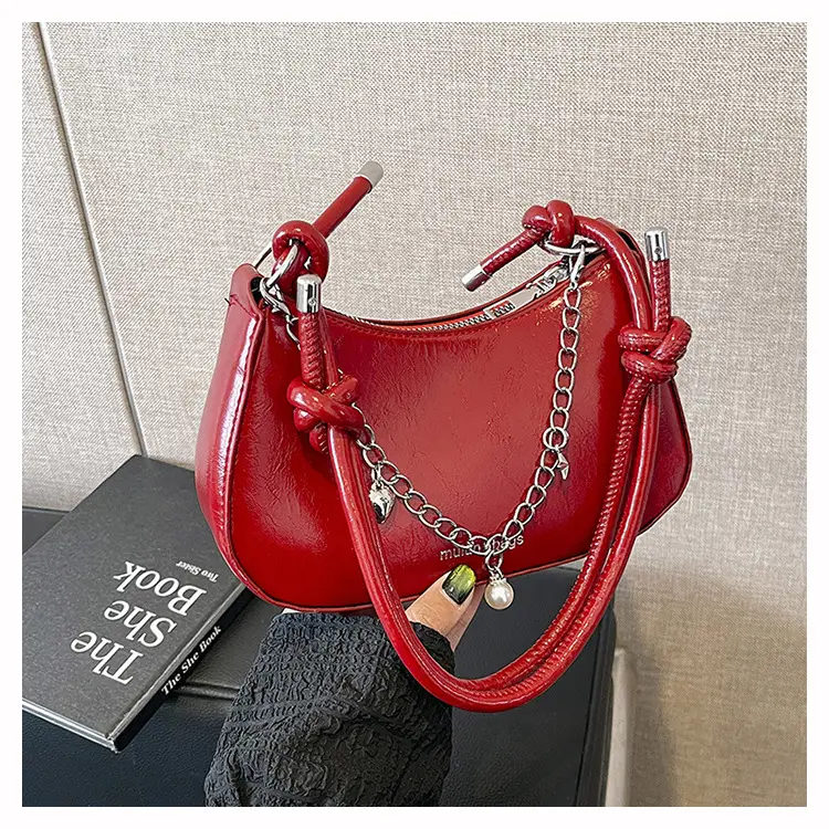 Red Pearl Chain Shoulder Crossbody Bag for Women — feature 24
