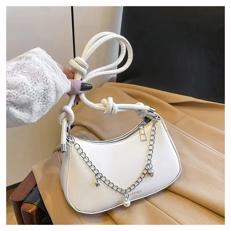Red Pearl Chain Shoulder Crossbody Bag for Women