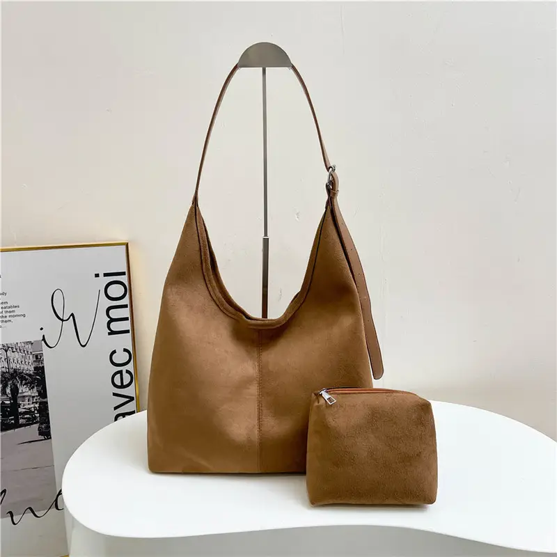 Black Suede Shoulder Bag 2024 Autumn Winter New Vintage - Image 6