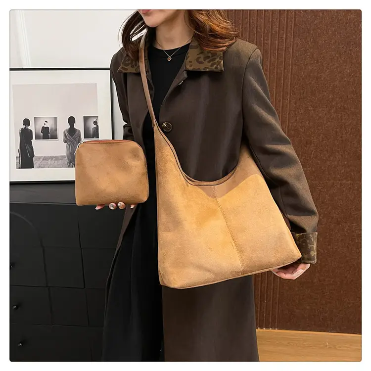 Black Suede Shoulder Bag 2024 Autumn Winter New Vintage — feature 13